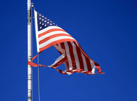 Ragged American flagの写真素材