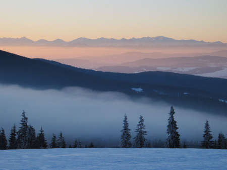 Mountain ridge sunrise viewの写真素材