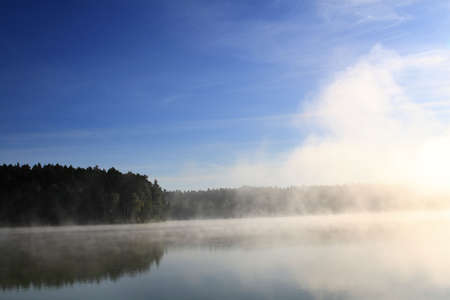 Mist on the lakeの写真素材