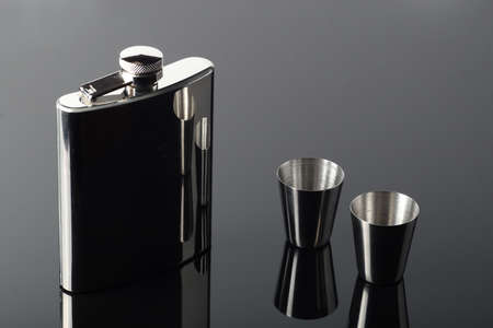 Flask of brandy isolated over a white backgroundの写真素材