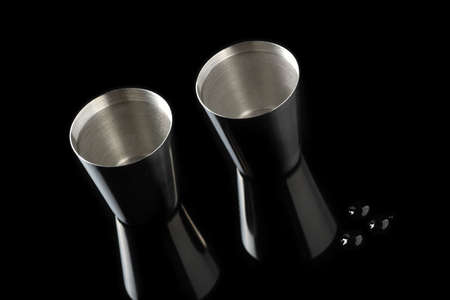 Two steel vodka cups  の写真素材