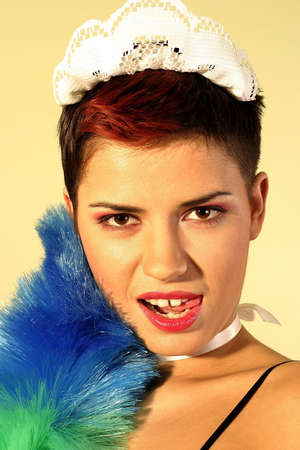 girl, young woman dressed as a maid-servantの写真素材