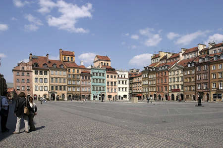 old town sqare with  tenement-houses in Warsaw, Polandの写真素材