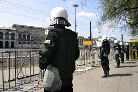 Europeen Economic Summit, May 2004, Warsaw, Poland-  Alterglobalists' demonstration and intervention of Police の写真素材