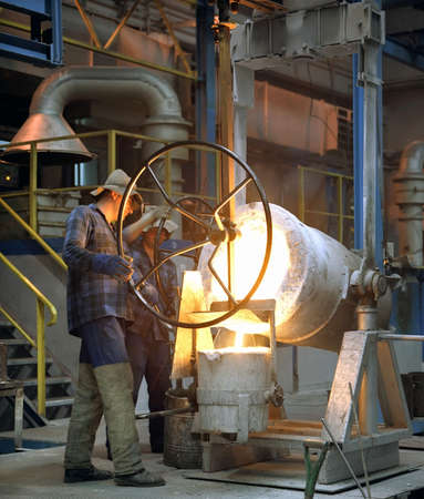 Iron foundry in Klodzko, Poland- moulder at workの写真素材