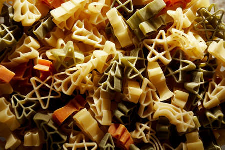 Christmas decorations- stars and trees made from pasta.の写真素材
