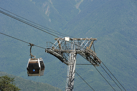 mountain cable railway in the Rosa Khutor, Sochi, Russiaのeditorial素材