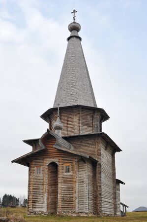old wooden  Russian Church in the village of Semyonkovo, Vologda, Russiaの写真素材