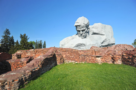 The monument to the defenders of the Brest fortress and the ruins of the Brest fortress, Belarusのeditorial素材