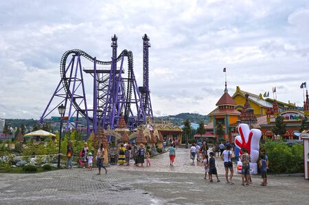 SOCHI, RUSSIA - JUNE 28, 2015: attractions for children in popular Russian theme Park "Sochi Park"のeditorial素材