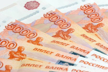 scattering five thousandth banknotes Russia