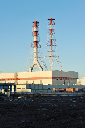 ST. PETERSBURG, RUSSIA - MARCH 13: South-West thermal power station in St. Petersburg, Russia, 13 march, 2015のeditorial素材