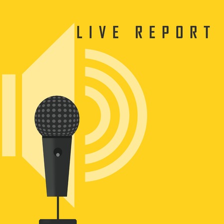 vector illustration of a live report from the microphone in the air&#xA;のイラスト素材