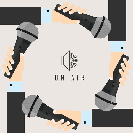 vector illustration of a live report from the microphone in the air
のイラスト素材