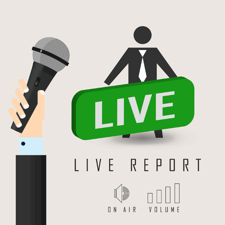 vector illustration of a live report from the microphone in the air&#xA;のイラスト素材