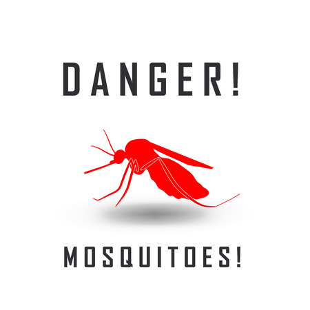 the mosquitoes stop sign - vector image of a mosquito and the risk of malariaのイラスト素材