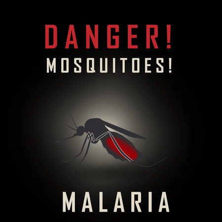 the mosquitoes stop sign - vector image of a mosquito and the risk of malariaのイラスト素材