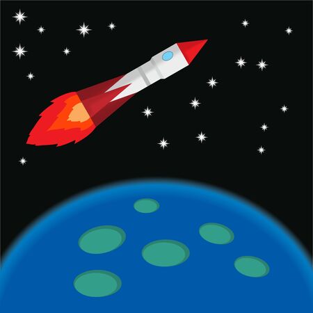 flying space rocket - vector imageのイラスト素材