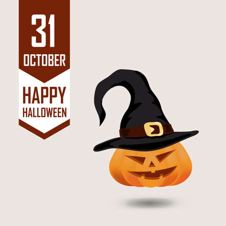 Happy Halloween card with pumpkinのイラスト素材