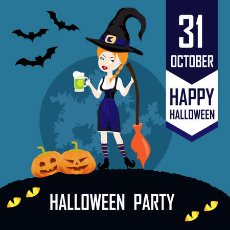 Happy Halloween card with pumpkinのイラスト素材