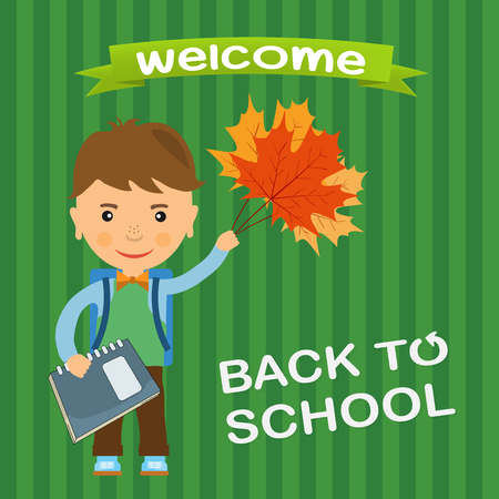 Back to school design. a boy with a backpack going to school - Vector illustrationのイラスト素材