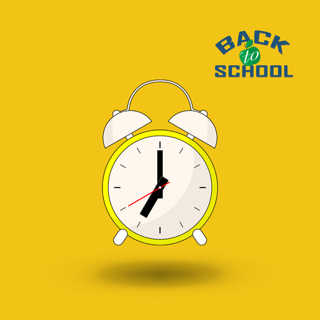 Back to school design. the alarm - clock on a yellow background show the time to go to school - Vector illustrationのイラスト素材