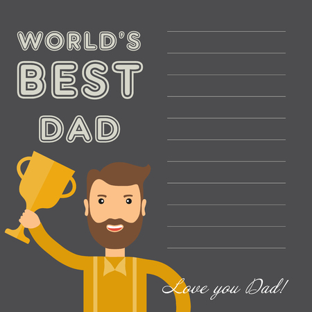 greeting card happy father's day and an inscription with the words best dad in the worldのイラスト素材