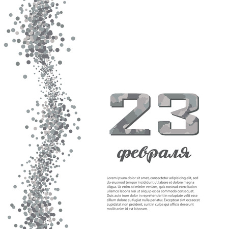 Defender of the Fatherland Day (23 february) card, holiday greeting men. Inscription in Russian "February 23". Gold background for flyer, poster, sign, banner, web, header.のイラスト素材