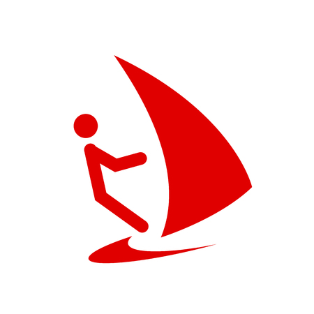 Windsurfing isolated minimal single flat icon. Beach vector icon for websites and mobile minimalistic flat design.  windsurf signのイラスト素材