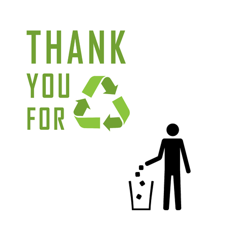 Do not litter, vector sign on white background. people throw garbage in the trash. inscription - please do not litterのイラスト素材