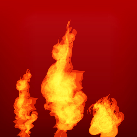 Vector Fire set isolated on red background.のイラスト素材