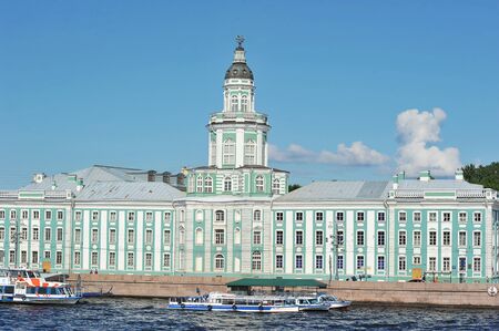 The Kunstkamera Museum in Saint-Petersburg on the University embankment of the Neva river is a landmark of St. Petersburg, Russiaのeditorial素材