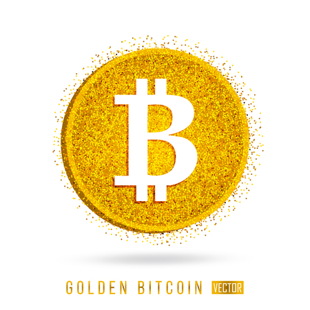 The letter B - the financial sign bitcoin - gold coin - vector icon illustrationのイラスト素材