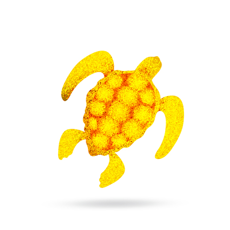 A golden turtle sparkling turtle logo vector illustration isolated n white backgroundのイラスト素材