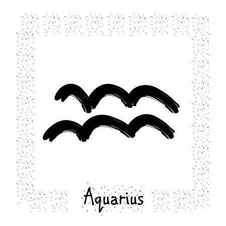 Aquarius vector zodiac sign, hand drawn with ink brush. Vector illustration.のイラスト素材