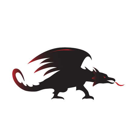 dragon silhouette with flame. dragon logo - vector illustrationのイラスト素材