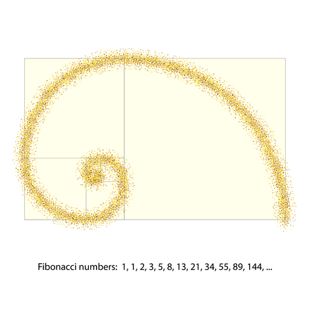 Golden ratio template fibonacci spiral vector illustration numbers - Golden proportionのイラスト素材