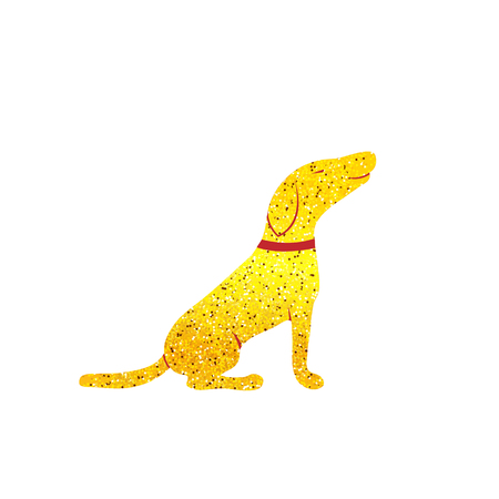 Golden dog silhouette - sitting on its legs. Dog logo - vector illustrationのイラスト素材