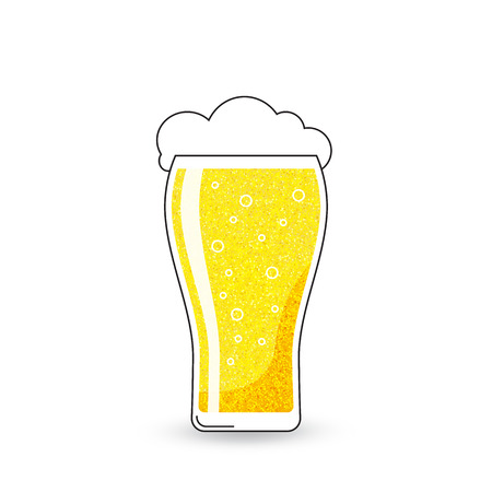 vector glass of beer  with froth on white backgroundのイラスト素材