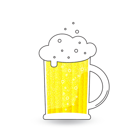 vector mug of beer  with froth on white backgroundのイラスト素材