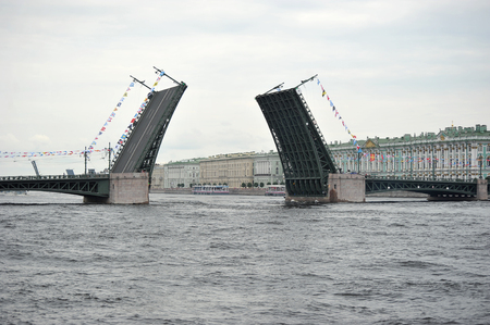 St. Petersburg, Russia-July 26, 2018: preparation for the naval parade in St. Petersburg on the Neva riverのeditorial素材