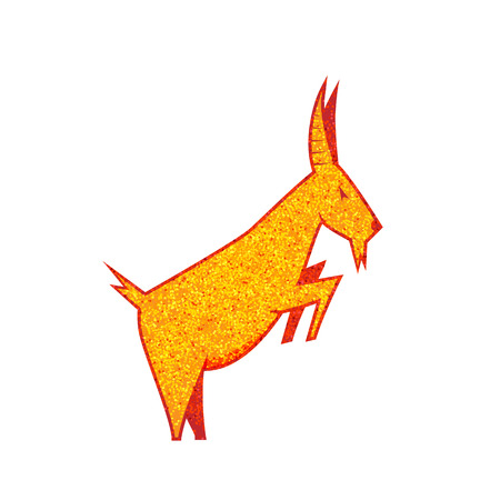 goat silhouette. golden and red goat logo - vector illustrationのイラスト素材