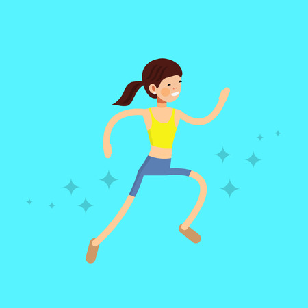 running woman's sport profile. flat drawn style vector design illustrationsのイラスト素材