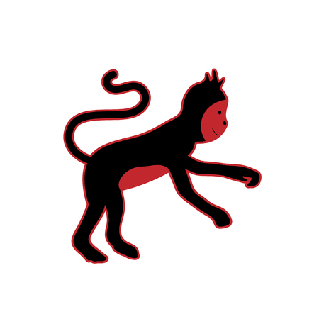 monkey silhouette isolated on white background. monkey logo - vector illustrationのイラスト素材