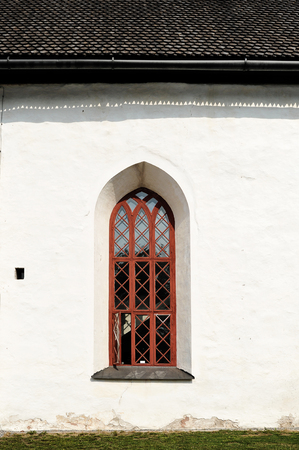 window in the ancient Church in the city of Porvoo, Finlandの写真素材