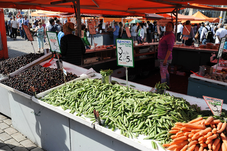 Helsinki, Finland - August 16, 2018: food market in Helsinkiの写真素材