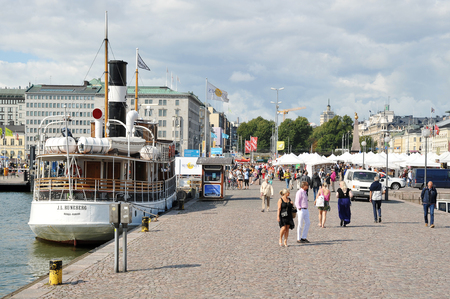 Helsinki, Finland - August 16, 2018: ancient ship on the pier in Helsinkiのeditorial素材