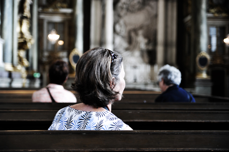 Stockholm, Sweden - August 17, 2018: parishioners in the town hall in Stockholmのeditorial素材