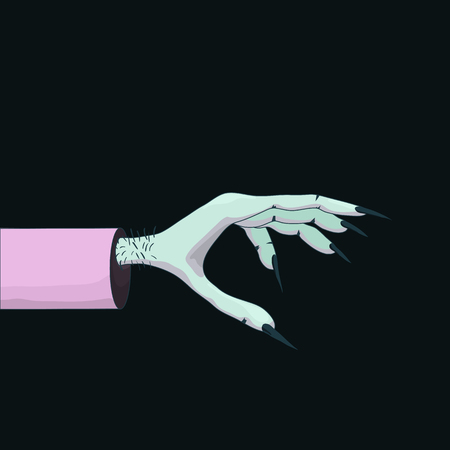 Halloween vector poster - hand of a monster with claws, banner or flyer halloween template, spooky poster for Halloweenのイラスト素材