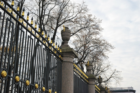 fence of the summer garden in autumn in St. Petersburg